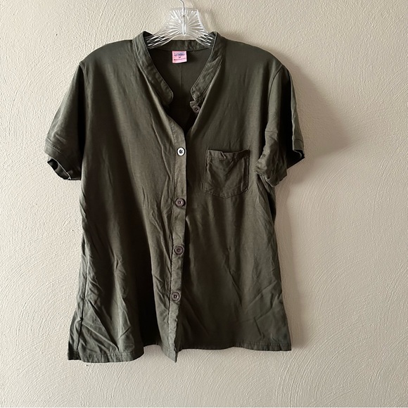 USBD Green Pocket Button Up Short Sleeve Shirt Size Medium - Picture 1 of 5